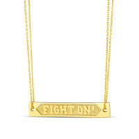 USC Trojans Gold Plated Fight On Rectangular Bar Necklace with Double Link Chain